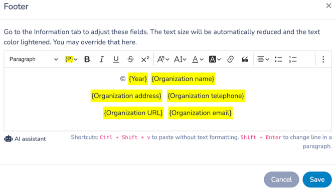 Footer Configuration