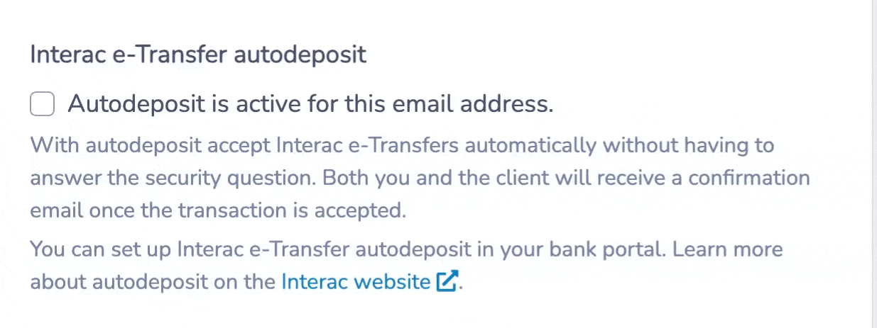 Interac Auto-deposit