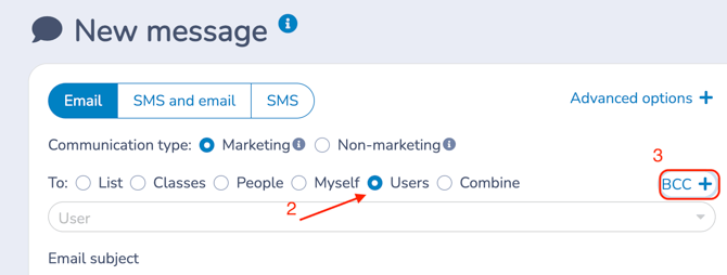 Message to Users & BCC
