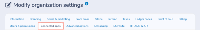 Modify Organization Settings - Connected Apps