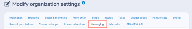Modify Organization Settings - Messaging