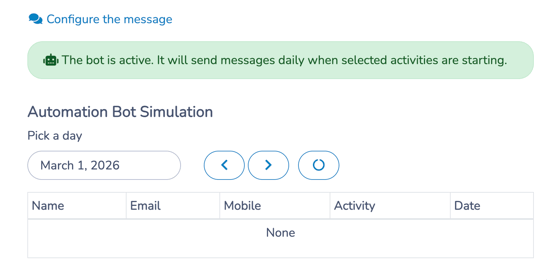 Activity Start Configured