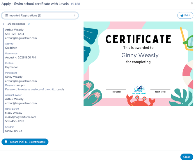 Apply Certificate to List