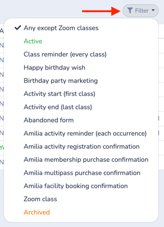Automated Tasks Filter