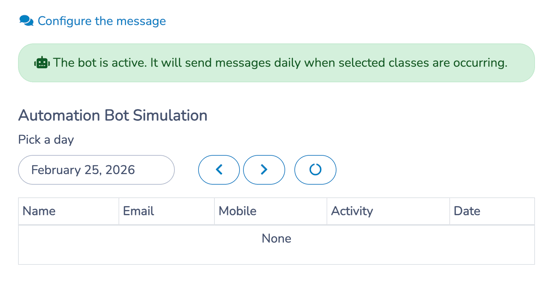 Class Reminder Configured