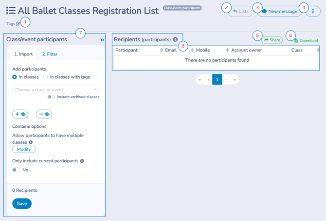 Class-event Participants List Config Panel
