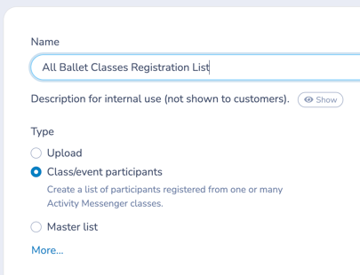 Class-event list creation
