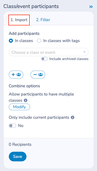 Class-event list import tab