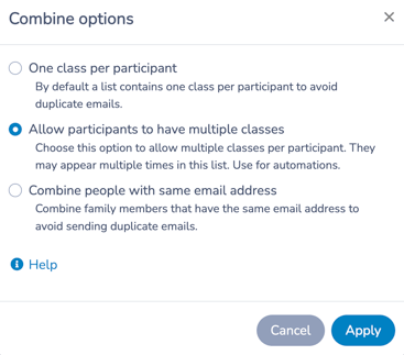 Combine options