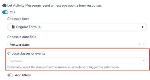 Form Response Automation - Choose classevent