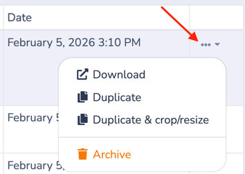 Image Actions Menu