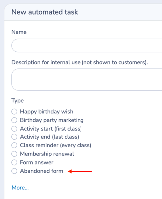 New Automated Task - Abandoned Form