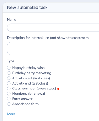 New Automated Task - Class Reminder