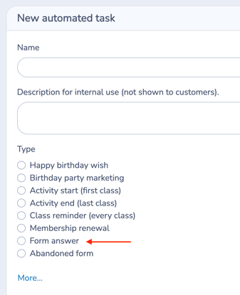 New Automated Task - Form response