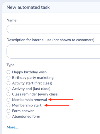 New Automated Task - Membership (Renewal and Start)