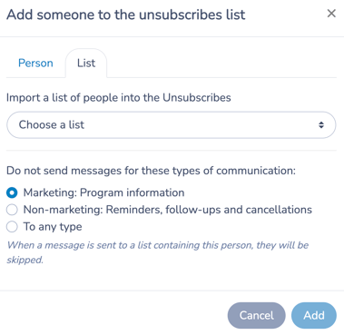 Unsibscribes from a List